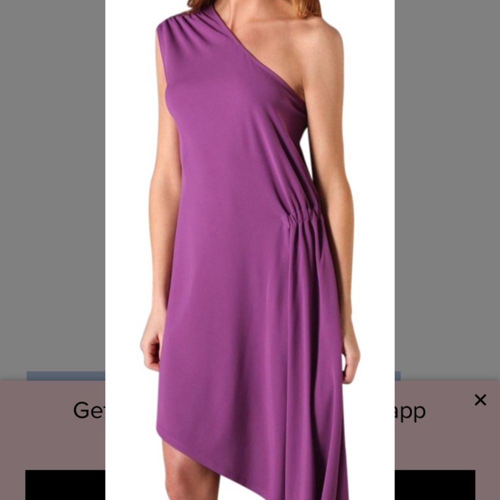 Haute Hippie XS purple one shoulder rouched dress